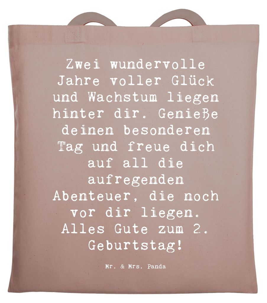 Mr. & Mrs. Panda Beutel Spruch 2. Geburtstag - Braun Pastell - Geschenk, Alter, Happy Birthday, Geburtstagskarte, Kinderfreude, Einkaufstasche, Geb...