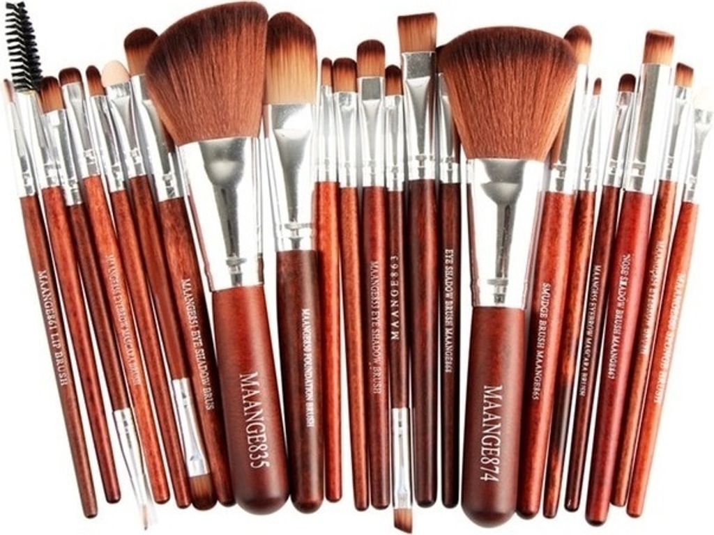 Maange Make-up Pinsel Set - 22 Teile in Braun/Silber für perfektes Make-up KP4525