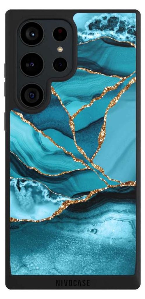 NIVOCASE Handyhülle für Samsung Galaxy S23 Ultra Hülle NIVOpure Case Schwarz Edelstein Glitzer Look Marmor