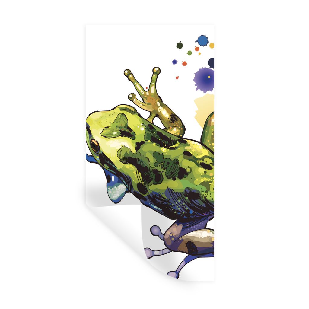 MuchoWow Wandtattoo Wandsticker Wandaufkleber Frosch - Aquarell - Weiß 20x40 cm Selbstklebend und Repositionierbar - Selbstklebend - Fototapeten