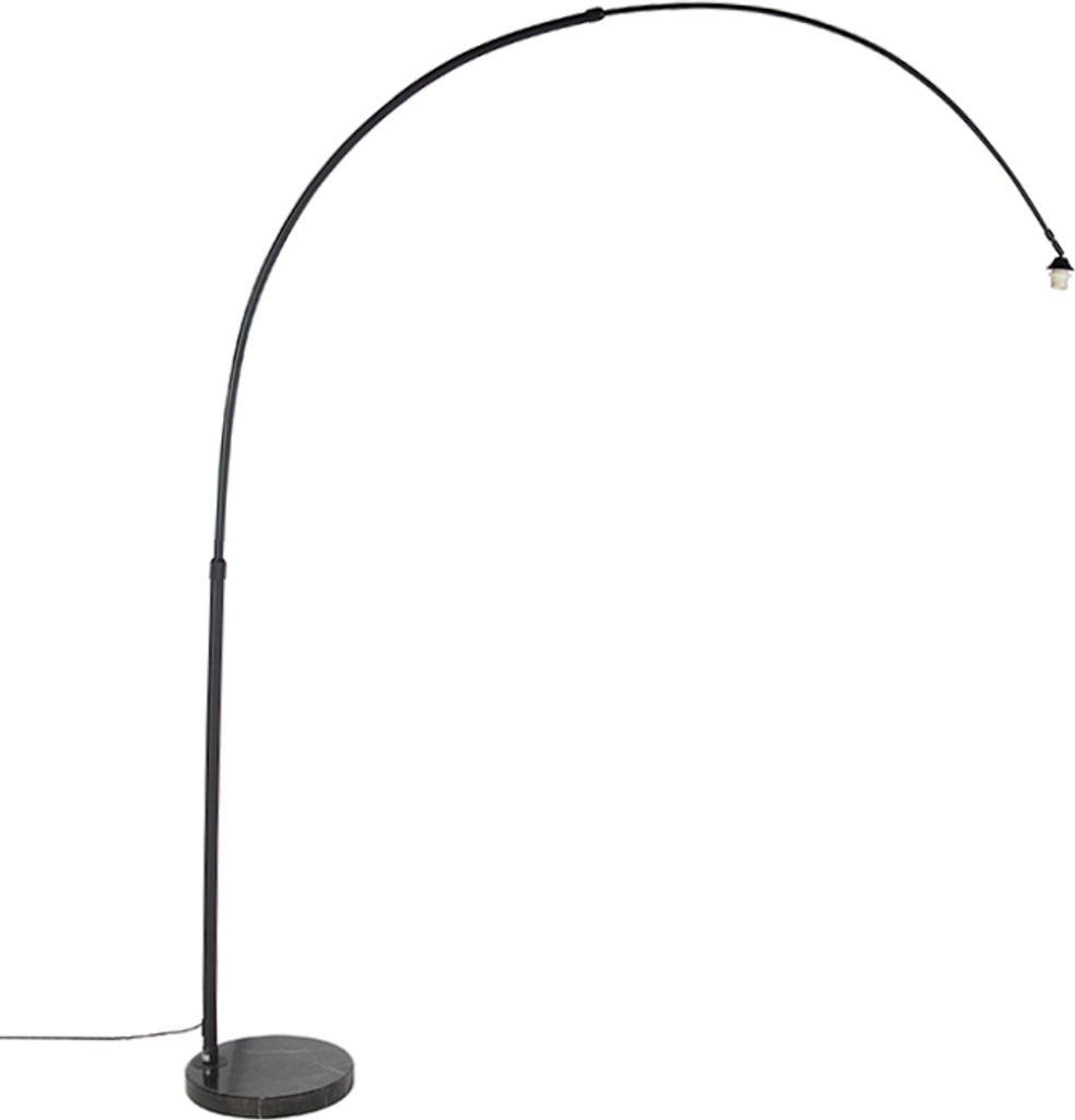 QAZQA - Moderne Bogenleuchte I Bogenlampe I Lampe I Leuchte schwarz mit Marmorsockel - XXL I Wohnzimmer I Schlafzimmer - Stahl Länglich - LED geei...