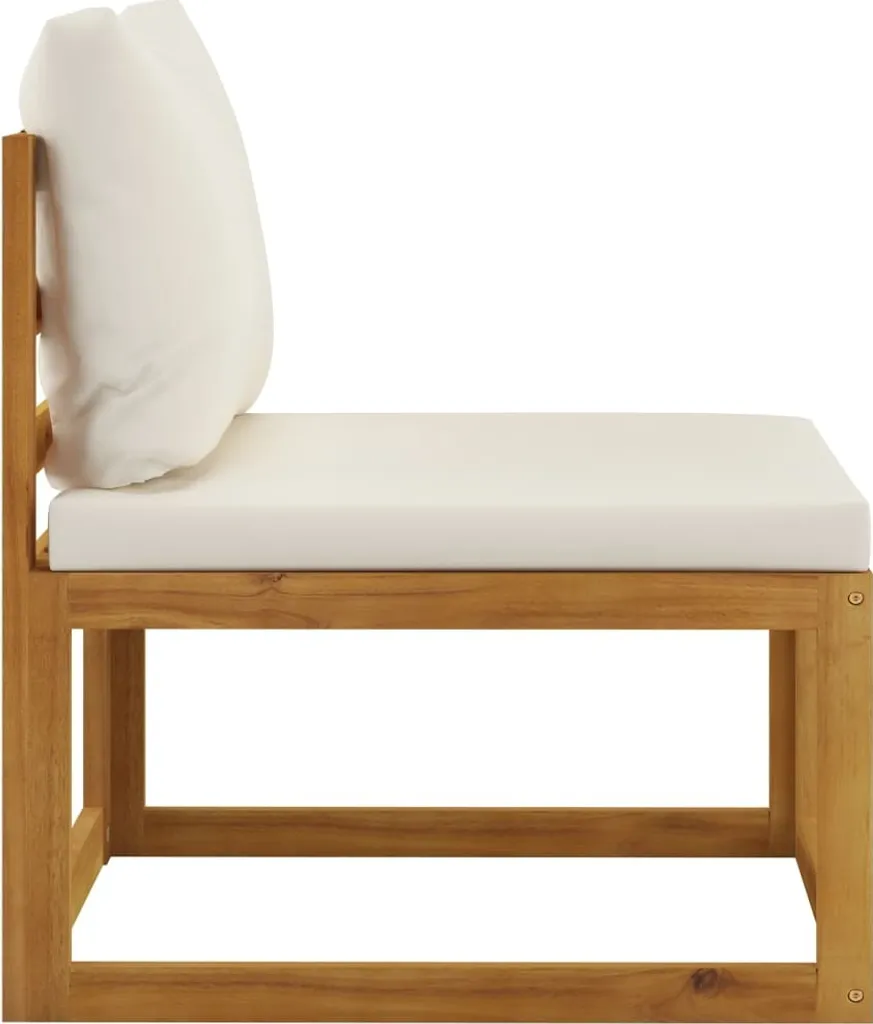 Divano Centrale Modulare Legno Acacia e Cuscini Crema | Arredo Esterno - 5