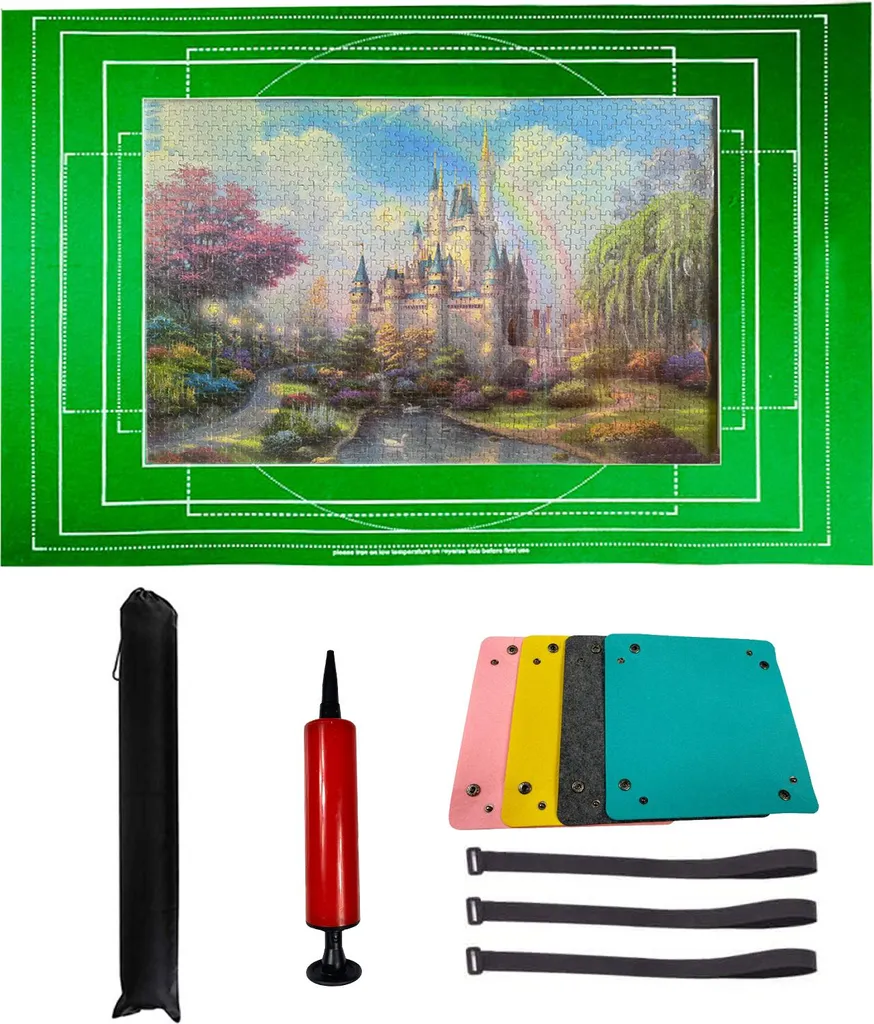 Tapis Puzzle 3D en Feutre 3000 Pièces Vert Clair avec Boîte de Tri