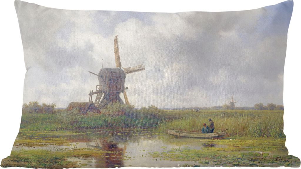MuchoWow Zierkissen Sofakissen Wohnzimmer Dekokissen 50x30 cm Mühle - Willem Roelofs - Alte Meister - Kunst - Wohnzimmerdekoration - Polster mit...