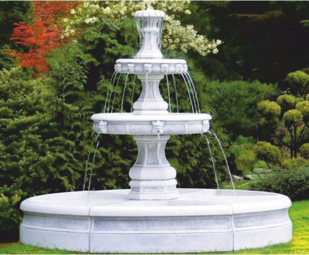 Casa Padrino Barock Springbrunnen Grau Ø 245 x H. 210 cm - Barock Garten Deko