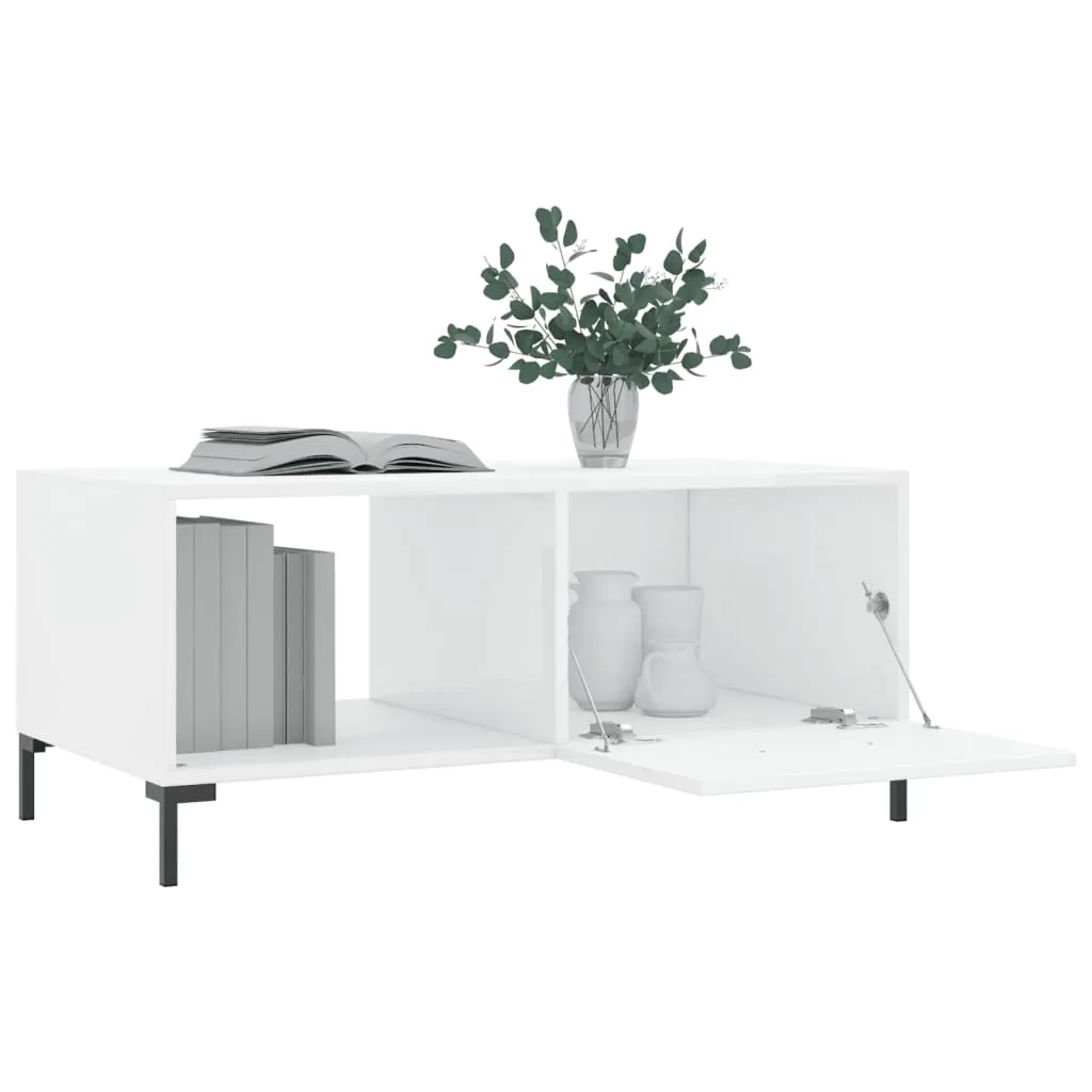 vidaXL Tavolino da Salotto Minimal Bianco Lucido 90x50x40 cm Legno - 5