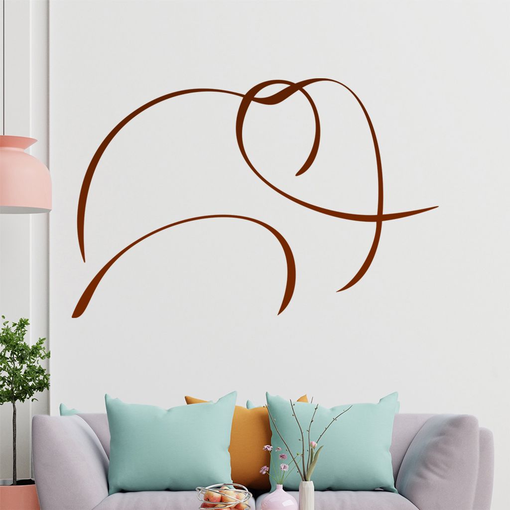 Elefant Linien Wandtattoo in 6 Größen - Wandaufkleber Wall Sticker - Dekoration, Küche, Wohnzimmer, Schlafzimmer, Badezimmer