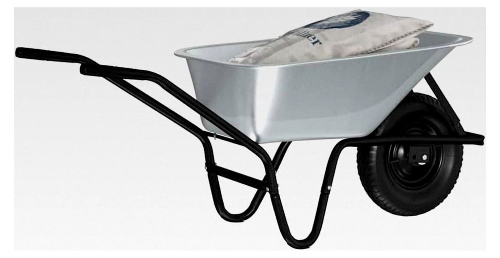 Schubkarre Silber und Schwarz 141 x 60 x 57 cm Stahl, Gartenarbeiter, robuster Bau, langlebige Gartengeräte, Boden-Transport
