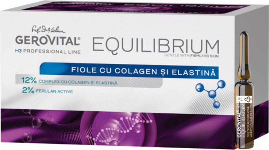 Gerovital Kollagen & Elastin Ampullen für mehr Elastizität und reduzierte Falten, intensiv glättende Anti-Age Pflege, 20×2 ml