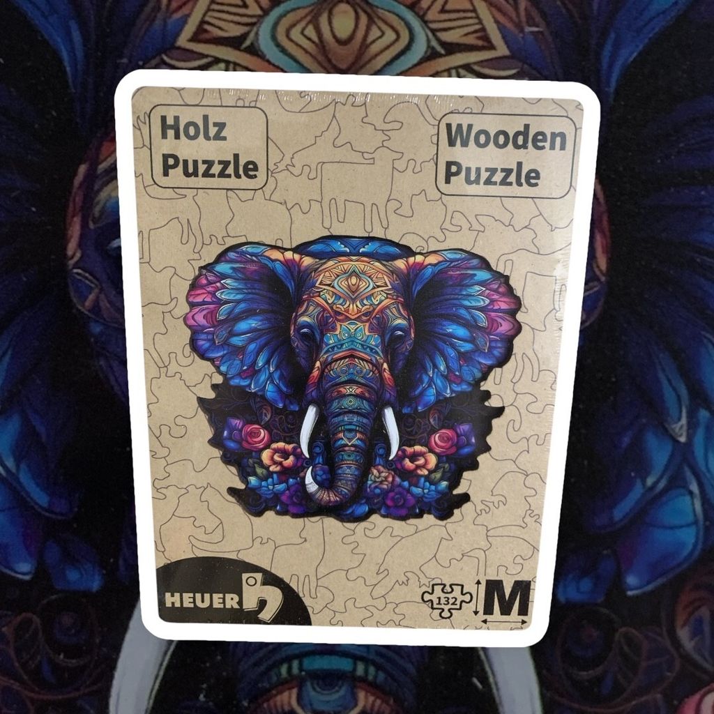 Creative-Art Wooden-Puzzle Holzpuzzle HEUER Motiv: Elefant 2, 132 Teile, M