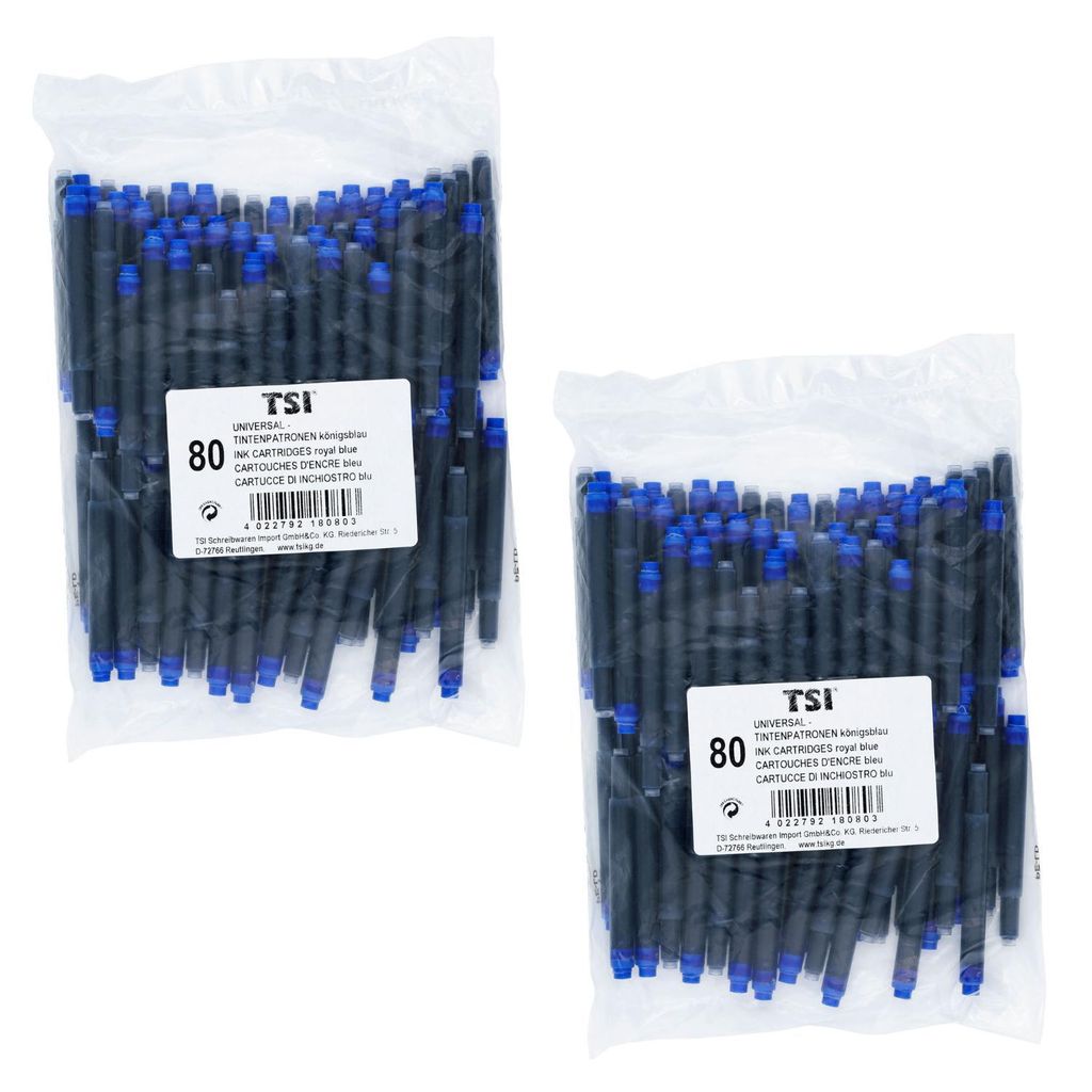Tintenpatronen Universal 160er (2x 80er), königsblau für Füller (Lamy, Pelikan usw. kompatibel)