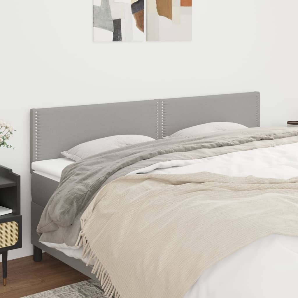 The Living Store Kopfteile 2 Stk. Hellgrau 90x5x78/88 cm Stoff