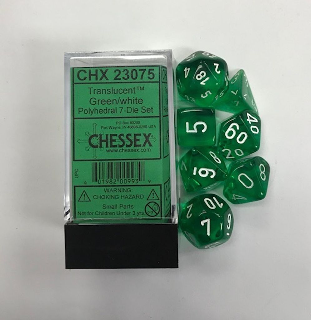 Chessex - priesvitný - sada 7 dielikov - zelená/biela Obrázok produktu 