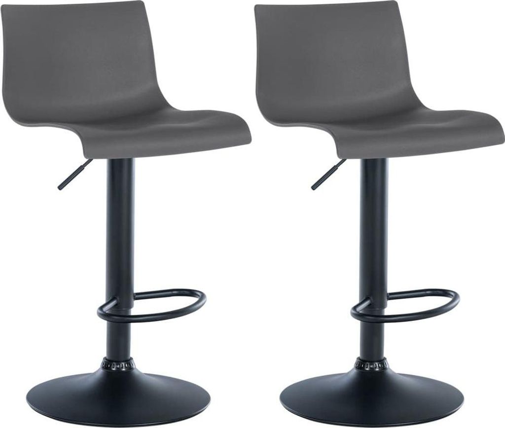 2-teiliges Set Barstühle - Krücken - 360° drehbar mit Höhenverstellung | Farbe: Grau | Material: Kunststoff