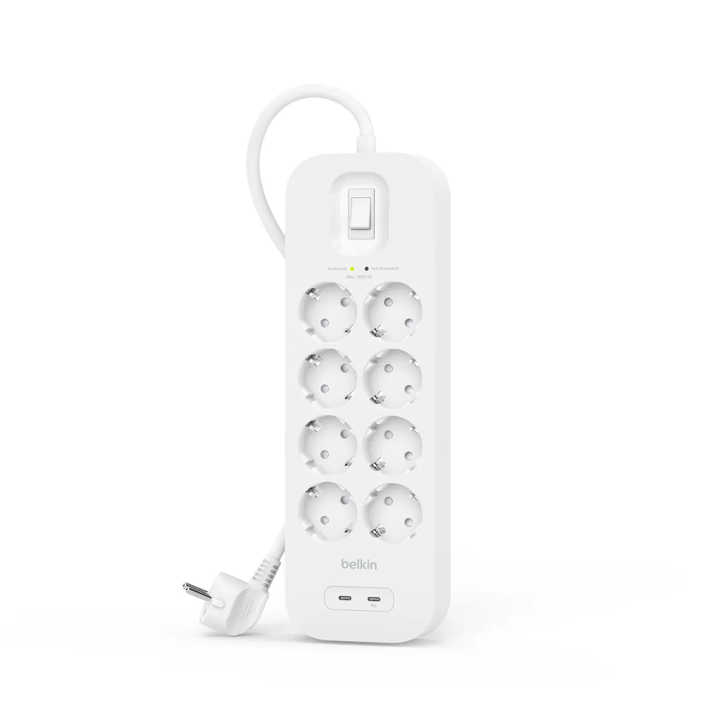 Multiprise Parafoudre 900 Joules 8 Prises et Recharge USB-C Ultra Rapide