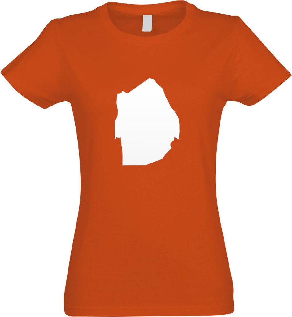 Kiwistar - T-Shirt tailliert - Damen - orange - Swasiland Umriss Kontur - mit Motiv Bedruckt - Funshirt Design - Sport - Freizeit - Damen - XL