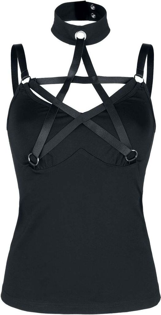 Jawbreaker Neckholder Damen Pentagram Straps Top schwarz XL