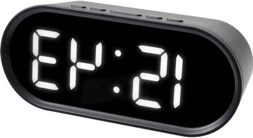 Horloge digitale de chevet à LED noire avec thermomètre d'intérieur