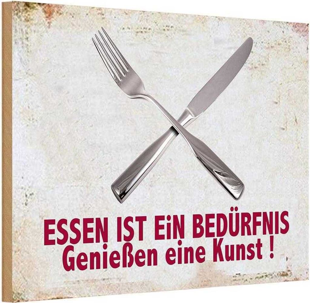 vianmo Holzschild 12x18 cm Essen ist ein Befürfnis Kunst Trinken