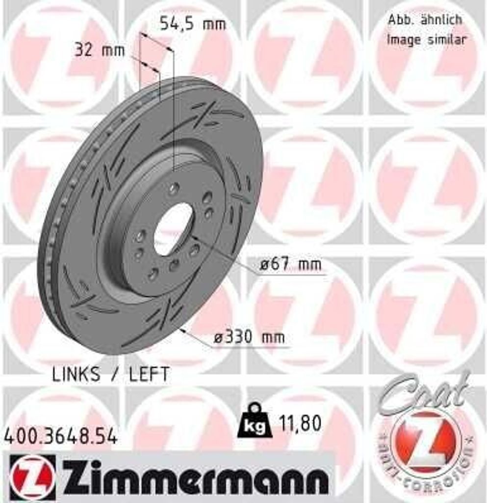 ZIMMERMANN Black Z Bremsscheibe Vorne Links passend für Produktbild 
