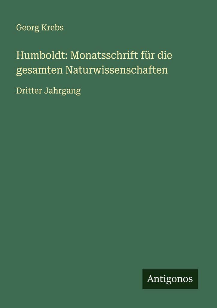 Humboldt: Monatsschrift für die gesamten Naturwissenschaften