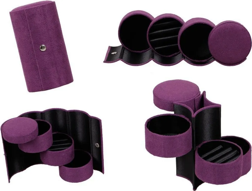 Cofanetto Portagioie INF Viola: 3 Livelli di Puro Velluto e Ordine