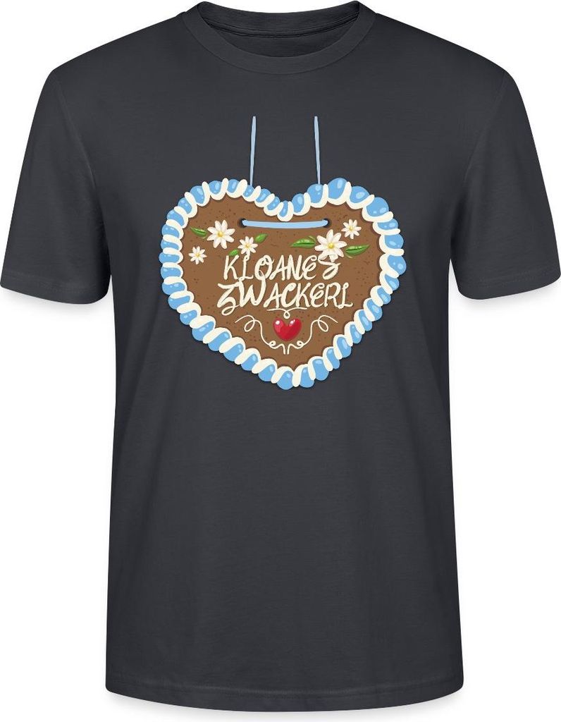 Spreadshirt Lebkuchenherz design Kloane’s Zwackerl Uni Bio T-Shirt, L, Dunkles Graublau
