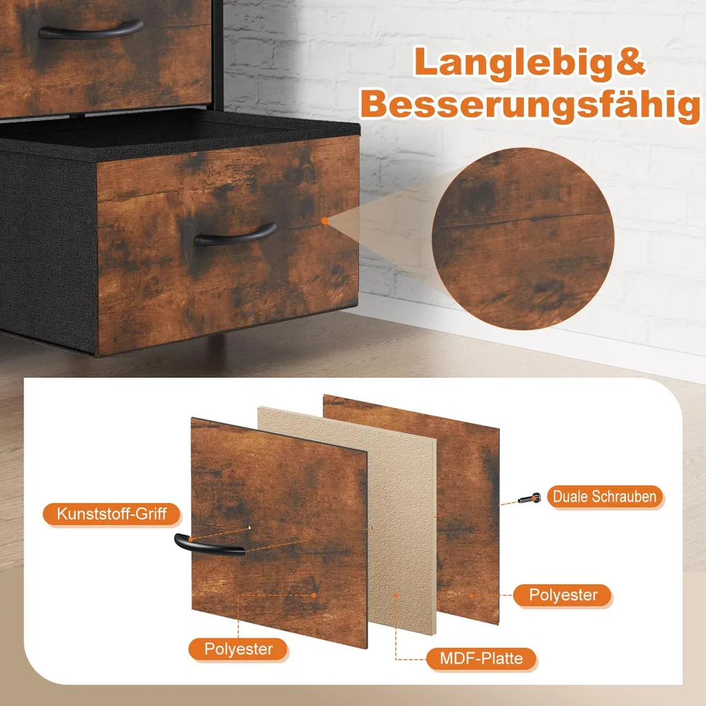 Solution rangement efficace : commode en tissu robuste anti-encombrement