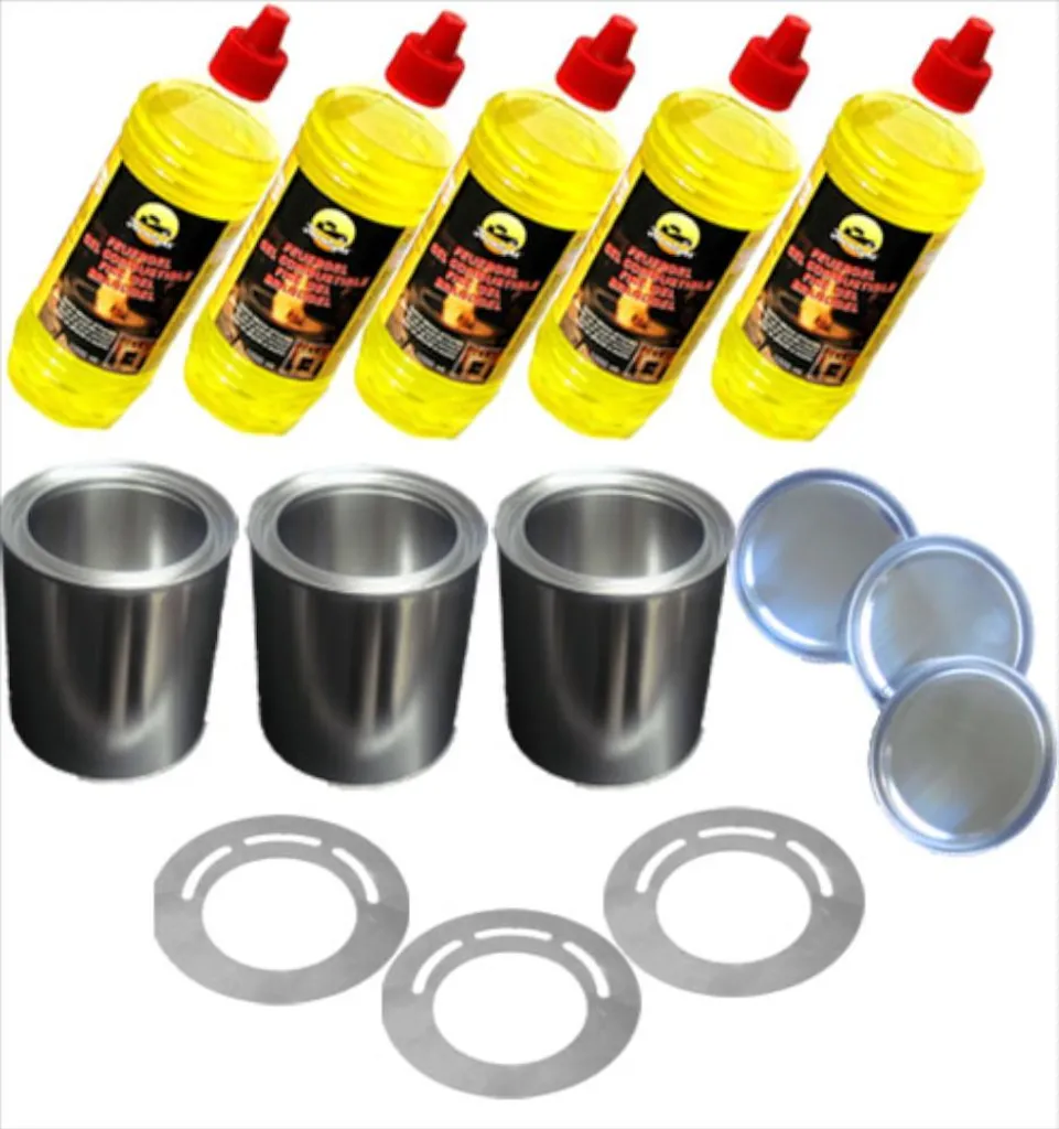Kit pour Cheminée au Gel : 5L de Combustible et 3 Réservoirs de Rechange