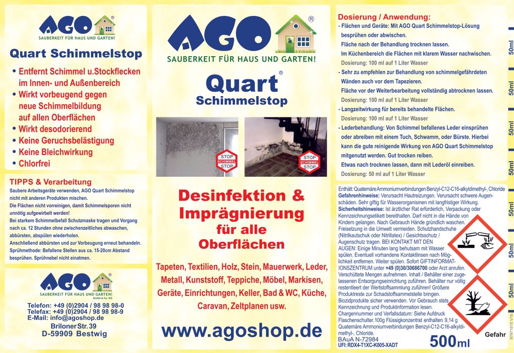 AGO Schimmelstop 500ml - nachhaltige Schimmelentfernung Produktbild 2