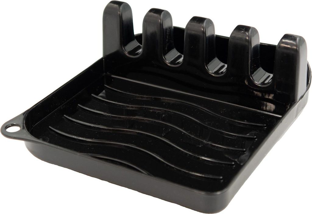 Intirilife Kochlöffelablage in Schwarz - 14 x 12.5 x 4.8 cm - Halter für Kochutensilien und Topfdeckel, Besteckhalter