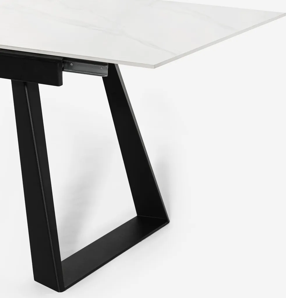 Table de repas extensible 160-200 cm design marbre blanc effet Caracas - 8