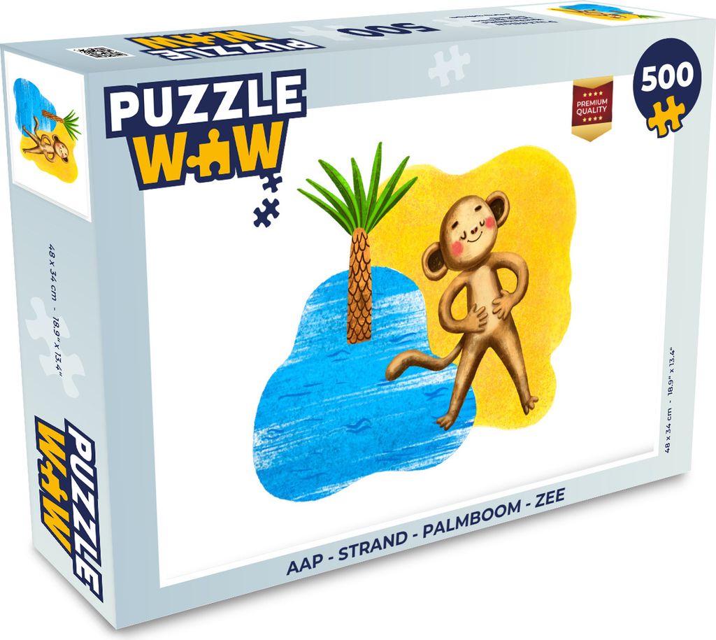 MuchoWow Puzzle 500 Teile Affe - Strand - Palme - Meer - 500 Teile - Kinder - Selberbauen - Puzzlespiele