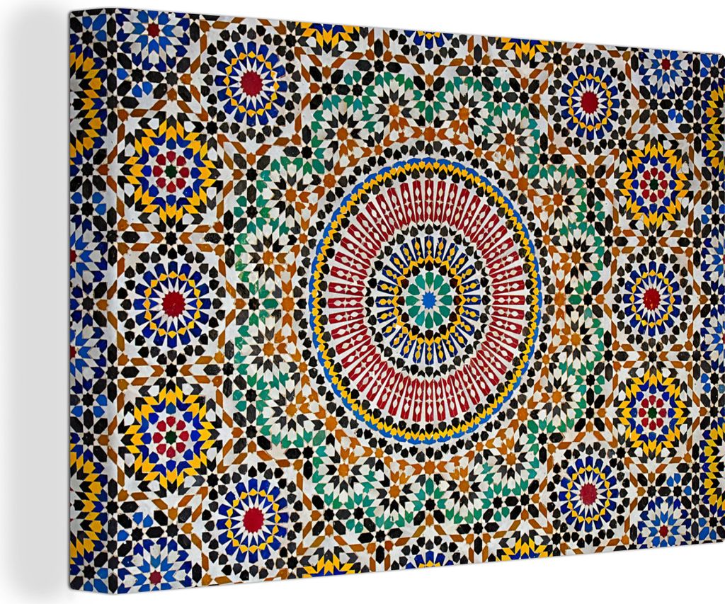 OneMillionCanvasses - Leinwandbilder - 150x100 cm, Ansicht eines marokkanischen Mosaiks von oben, Wandbilder Kunstdruck Wanddekoration