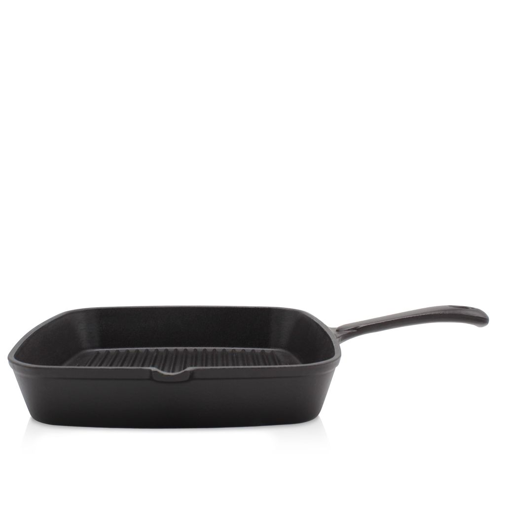 Karl Krüger 81028 Gusseisen-Grillpfanne Toledo mit Ausgießer - 28 x 28 cm - emailliert - schwarz