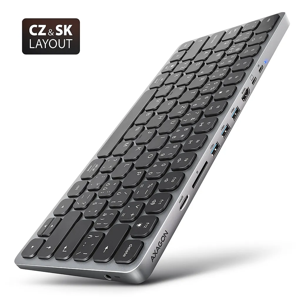 AXAGON HMC-KB-CS Hub USB-C 5Gbps avec Clavier CZ/SK et HDMI 4K 60Hz