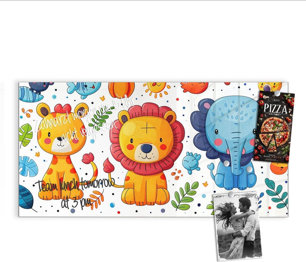 Magnettafel 100x50cm Pinnwand Whiteboard beschreibbar - Tierisches Design