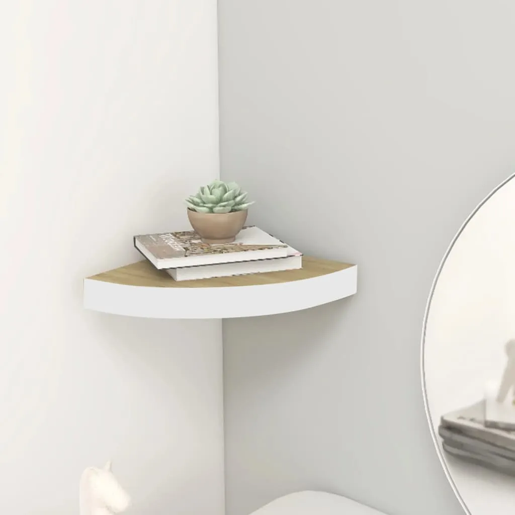 Scaffale Angolare Galleggiante vidaXL 35x35 Rovere Bianco - Offerta - 9