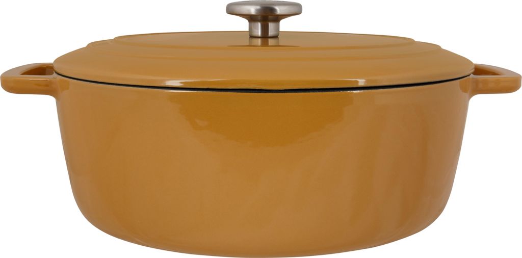 Cosy & Trendy Fontestic Schmortopf aus Gusseisen, Bernstein-Gold, oval – 31 x 24 cm – emailliert