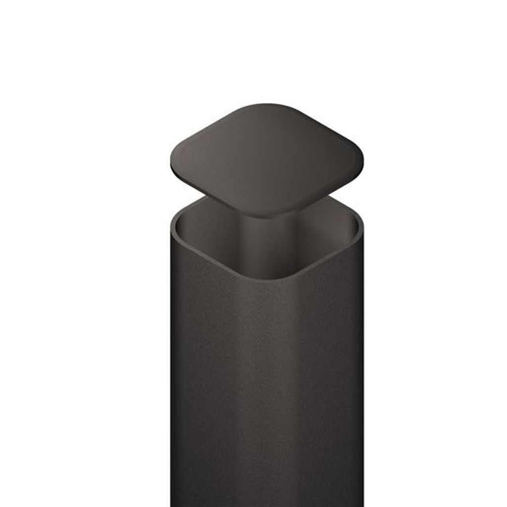 TraumGarten Anthrazit 240 cm Metallpfosten Erdverbau, Zaunbohlenpfosten 7x7 cm, Pfostenkappe, Universell Einsetzbar, Stabiler Zaunpfosten, Witterun...