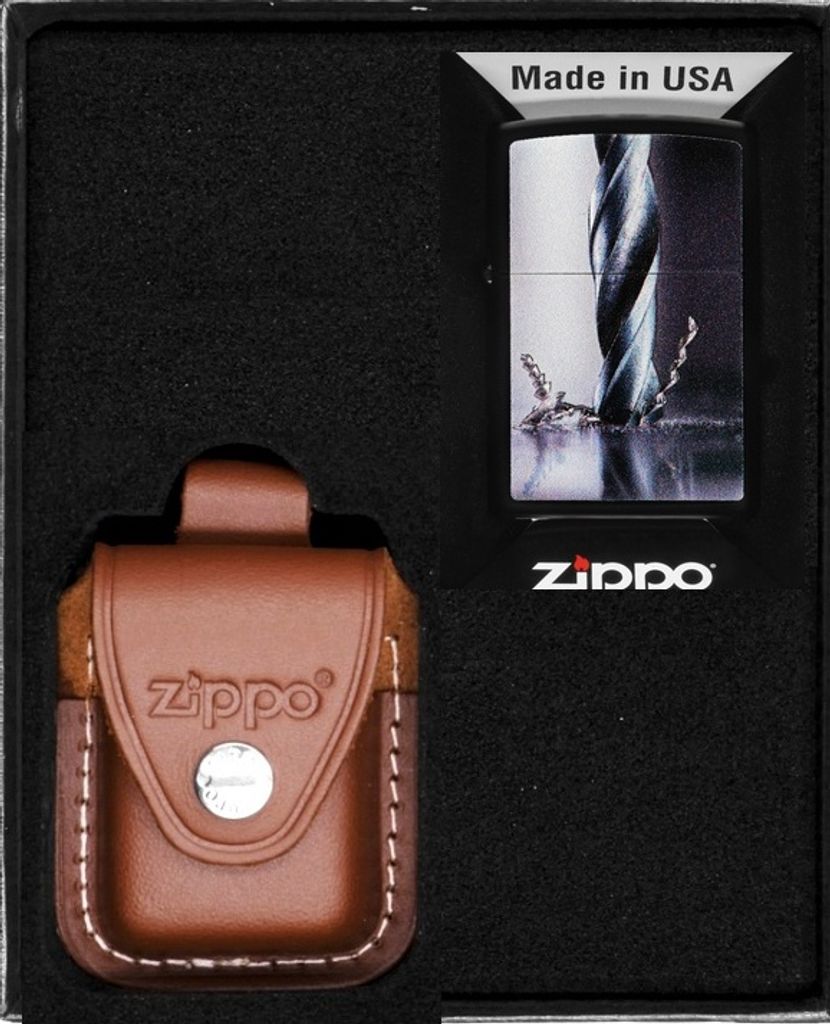 ZIPPO Feuerzeug-Set METAL DRILL DESIGN Geschenk No4