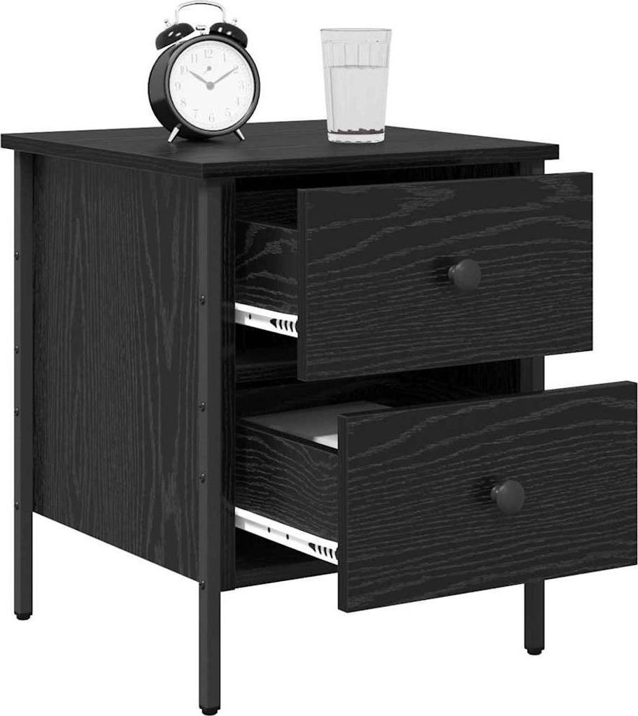 vidaXL Table de nuit avec tiroirs Chêne noir 40 x 42 x 50 Image du produit 