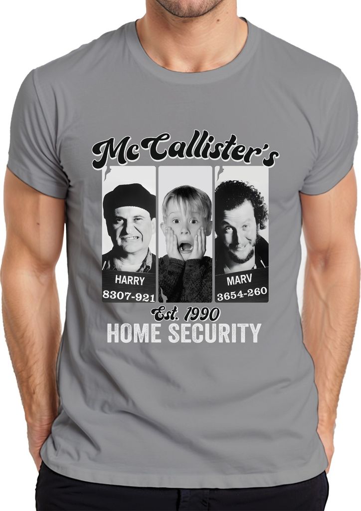 McCallister's Home Security Harry Marv Kevin - Weihnachten Christmas Xmas Herren T-Shirt, Grau, S