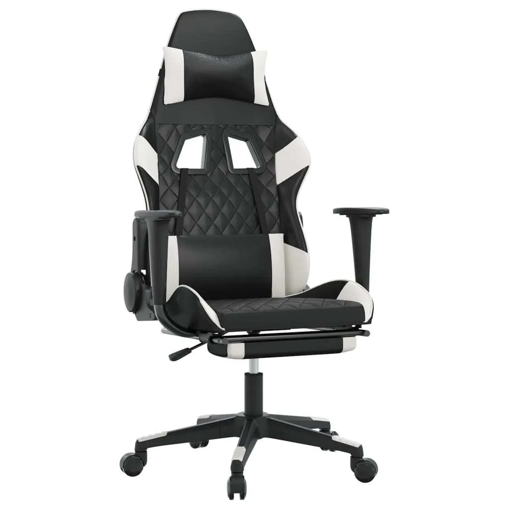 Poltrona Ufficio Gaming Bianca e Nera con Massaggio e Relax
