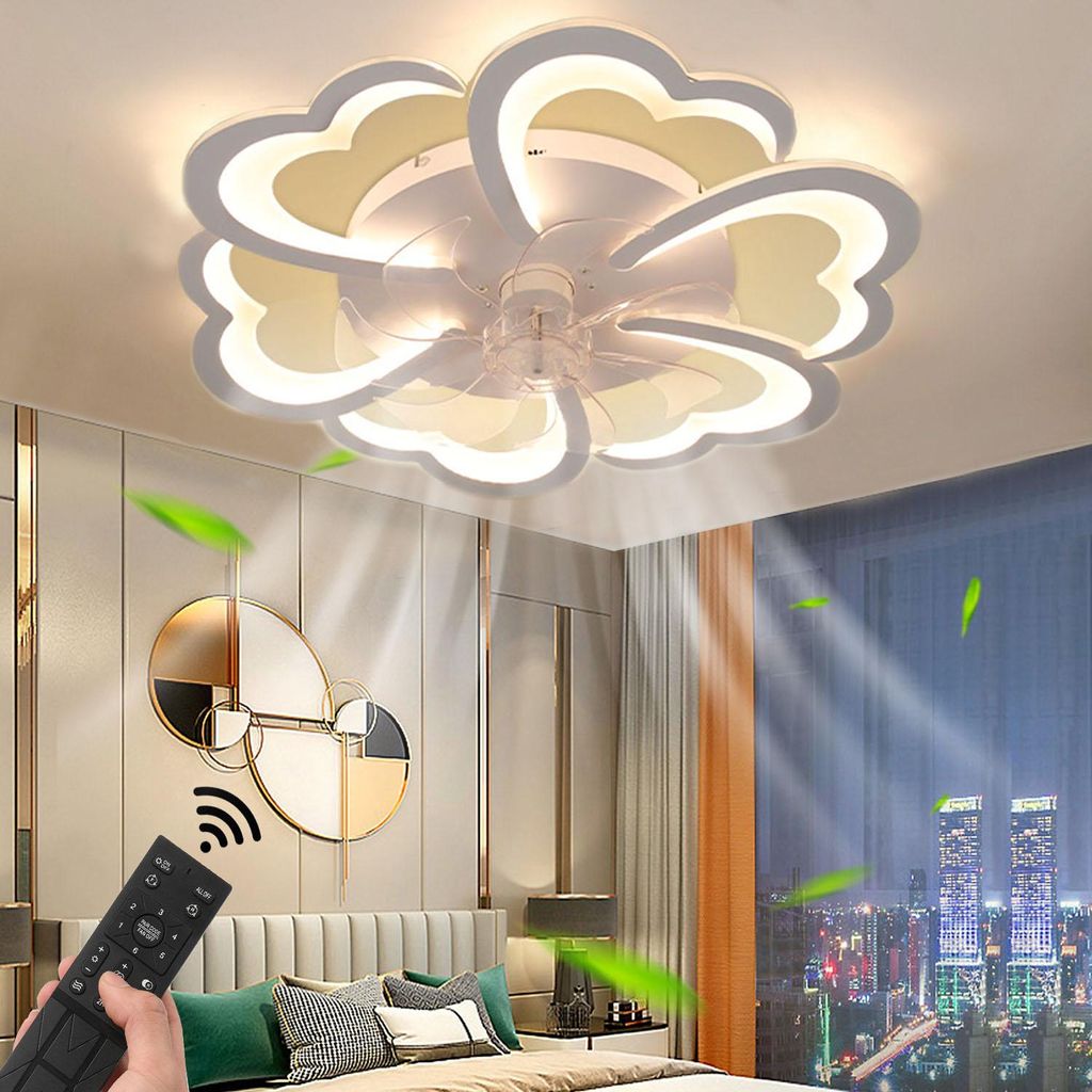 85W Leise Deckenventilator mit LED Beleuchtung, 6 Lichter Design LED Deckenleuchte, 62cm Modern Deckenleuchte für Wohnzimmer Schlafzimmer Hotel