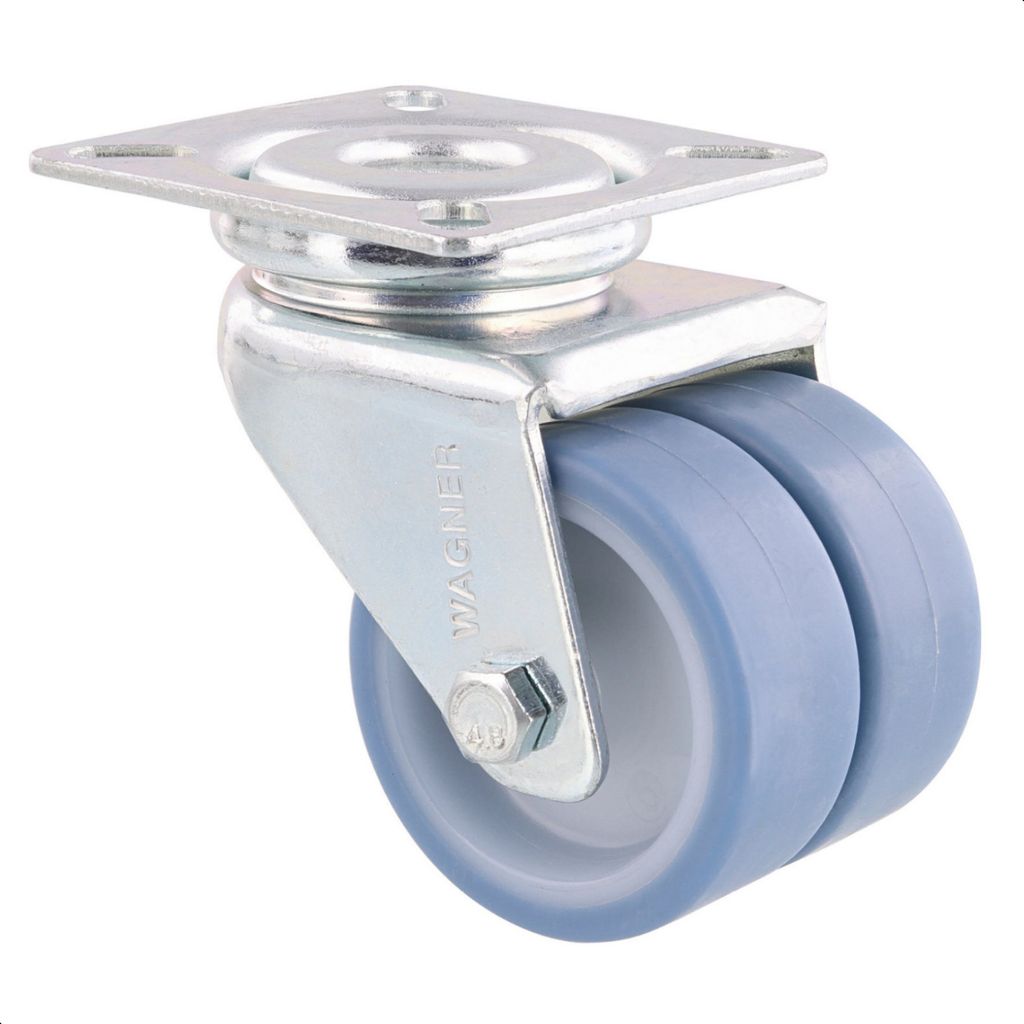 WAGNER Soft-Doppellenkrolle - Ø 50 mm, Stahl verzinkt, blau Produktbild 