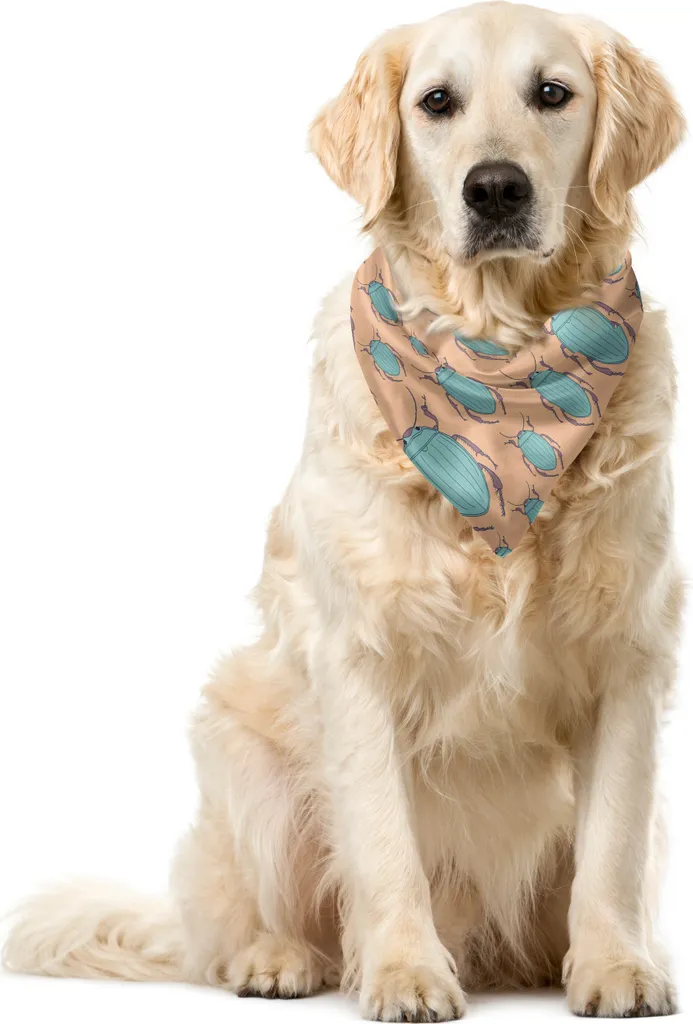 ABAKUHAUS Bandana per animali domestici Entomology, motivo grafico con insetti, 55x55 cm, Seafoam Mauve Taupe