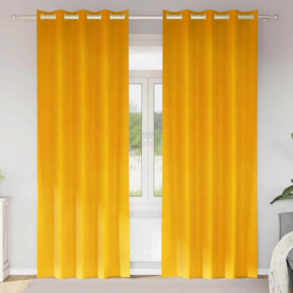Tende Velluto Reale Giallo Senape Hommie | Lusso 2 Pezzi 140x225 cm