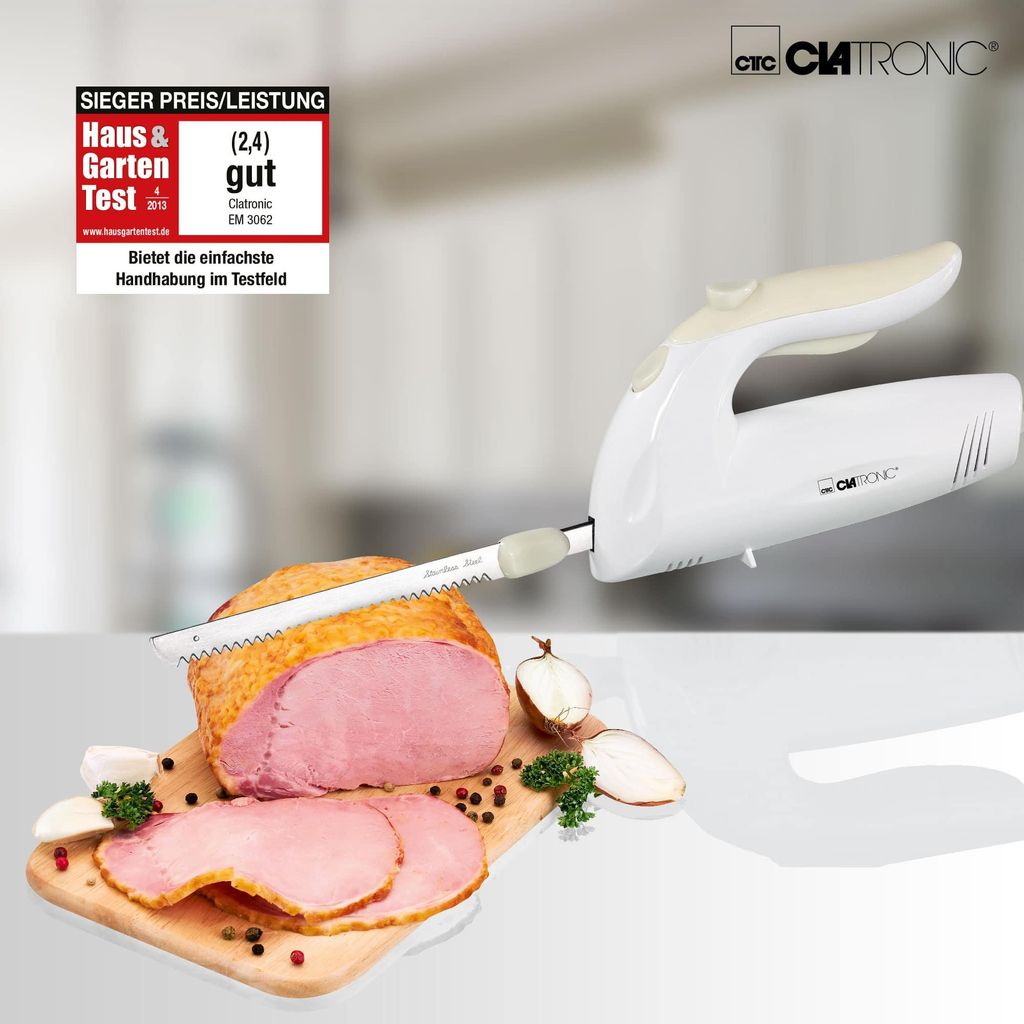 Coltello Elettrico Clatronic EM 3062 180W – Bianco, Per Tagliare Carne, Pane E Arrosti Con Precisione