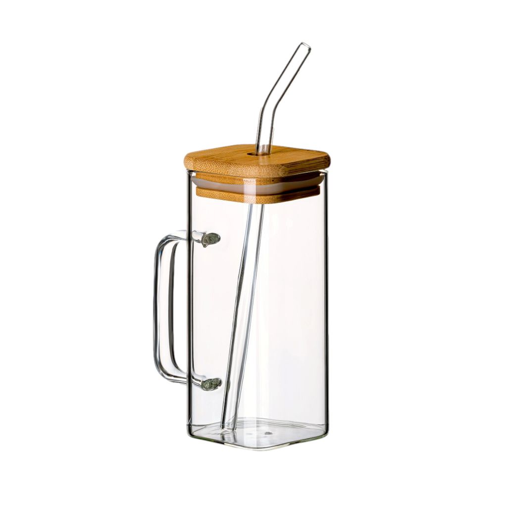 gouveo 6er Set Trinkgläser 350 ml klar mit Henkel, Deckel Produktbild 5